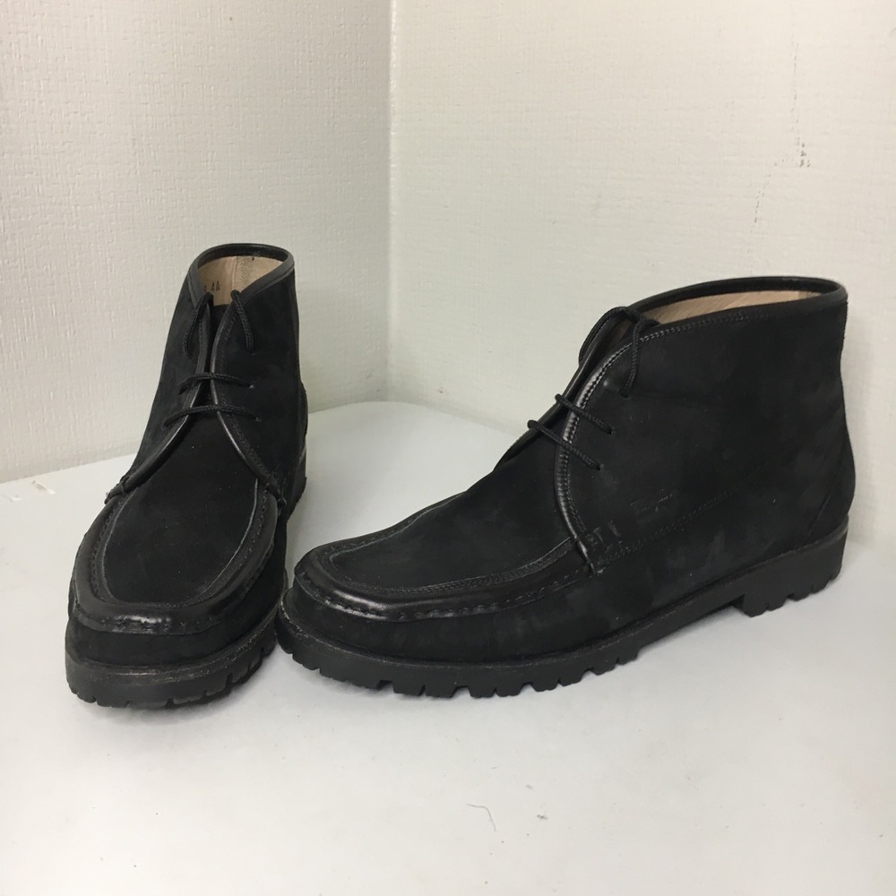 Salvatore Ferragamo Womens Black Suede Nubuck Moc Toe Chukka lace up Boots 8 4A
